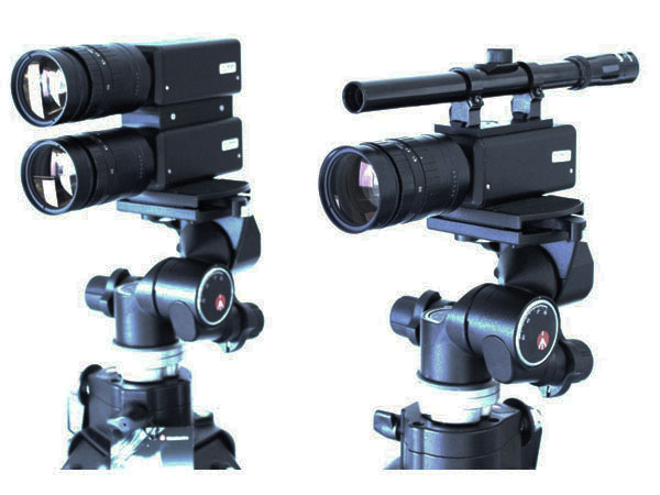 System units on tripods — front view