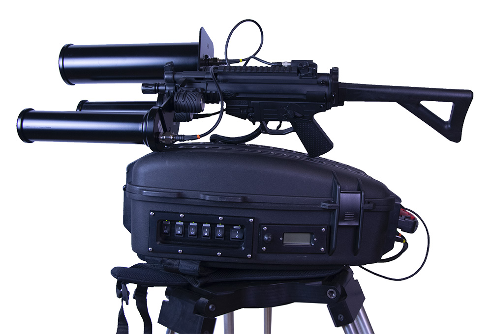 MGT DroneRIFLE anti-drone UAV detection system with directional antennas and portable power case