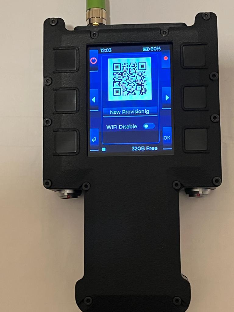 Device in operation showing user interface